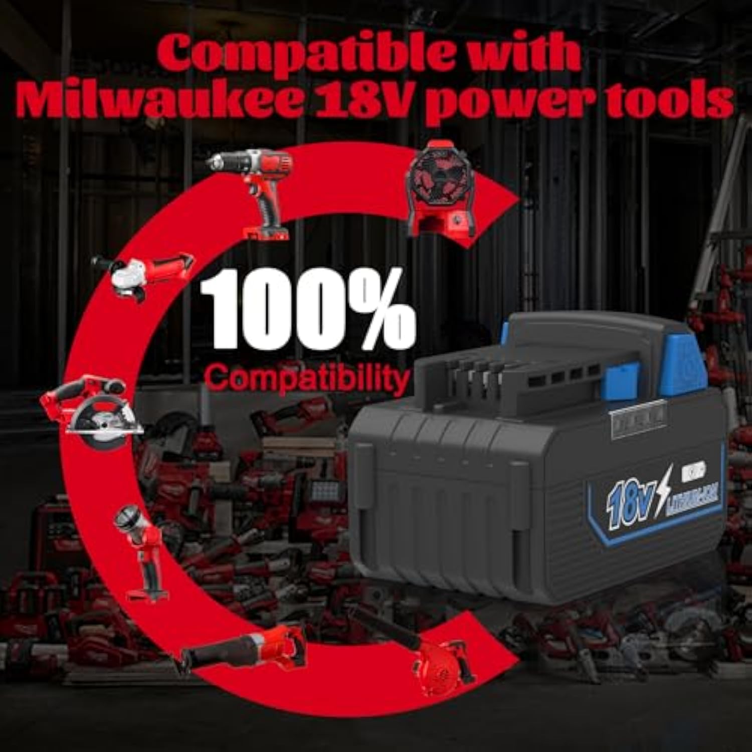 2Pack 6500Mah 18V Li-Ion Battery Replacement For Milwaukee M18 Battery Compatible With Milwaukee 18V Battery 48-11-1812 48-11-1840 48-11-1850 Cordless Power Tools