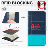 TUCCH Dark Blue and Lake Blue Wallet Case for iPhone 14 6.1" with 4 Card Holders
