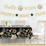 Pre-Strung Gold Glitter 2026 Happy New Year Banner for Party Decorations