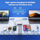 Usb C Charger 415W Usb C Charger Block, 8-Ports Gan Iv Fast Charging Station Hub, Dual Pd 100W Laptop Charger Adapter,For Macbook Pro/Air/Ipad/Iphone16/15/14/Apple Watch/Dell/Samsung For Home Office