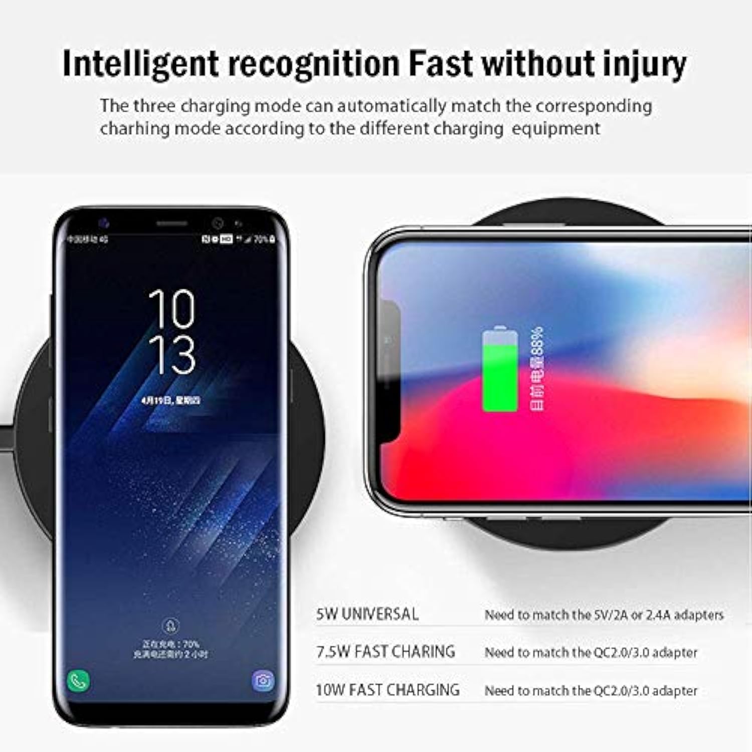 Wireless Charger Ultra Slim 10W Fast Wireless Charging Station Black Qi-Certified?Universal Wireless Charging Station Pad Compatible With Smart Phones And Other Qi Devices(No Ac Adapter,1 Pack)