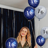 18Pcs 16Th Birthday Decorations For Boys Girls Blue Silver 16Th Birthday Balloons Decoration Happy 16Th Birthday Confetti Latex Balloons Decorations For Men Women 16 Anniversary Birthday Party Décor