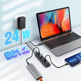 Powered Usb Hub, 7-Port Usb 3.2/Usb C Hub With 10Gbps Usb-A 3.2, 2 Usb-C 3.2,