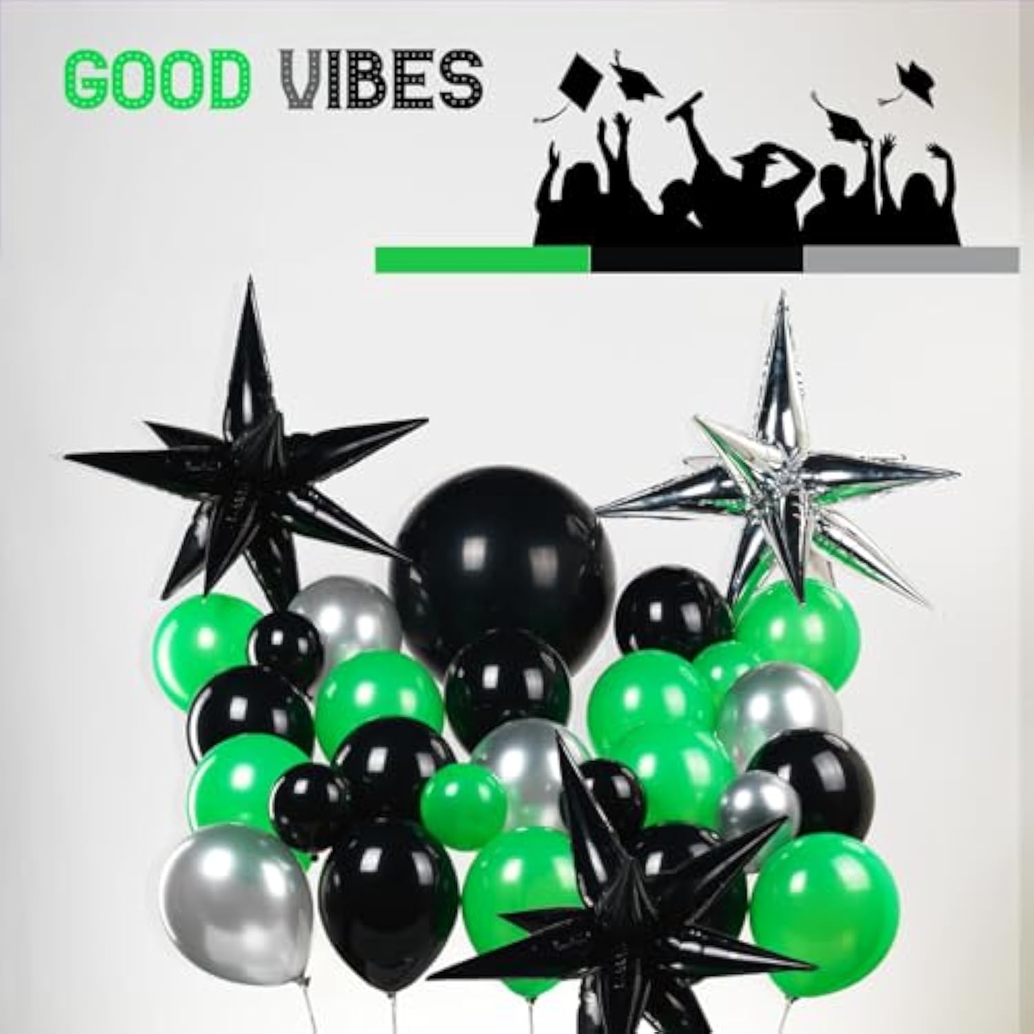 Winter Merry Christmas Green And Black Silver Balloon Garland Arch Kit 121Pcs With Star Foil Balloons For Birthday Baby Shower 2025 Graduation Anniversary Decorations