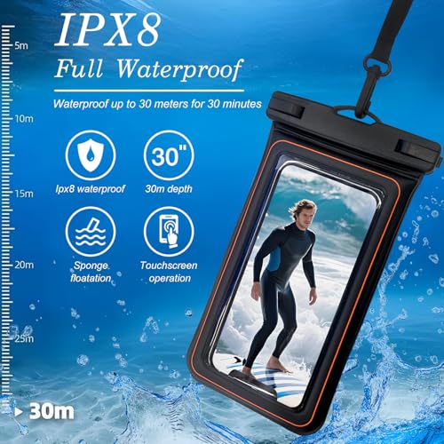 Floating IPX8 Waterproof Phone Case Pouch Dry Bag for Kayaking, Beach, Cruise, Travel Floating Water Proof Holder for iPhone 16 15 Pro Max, Samsung