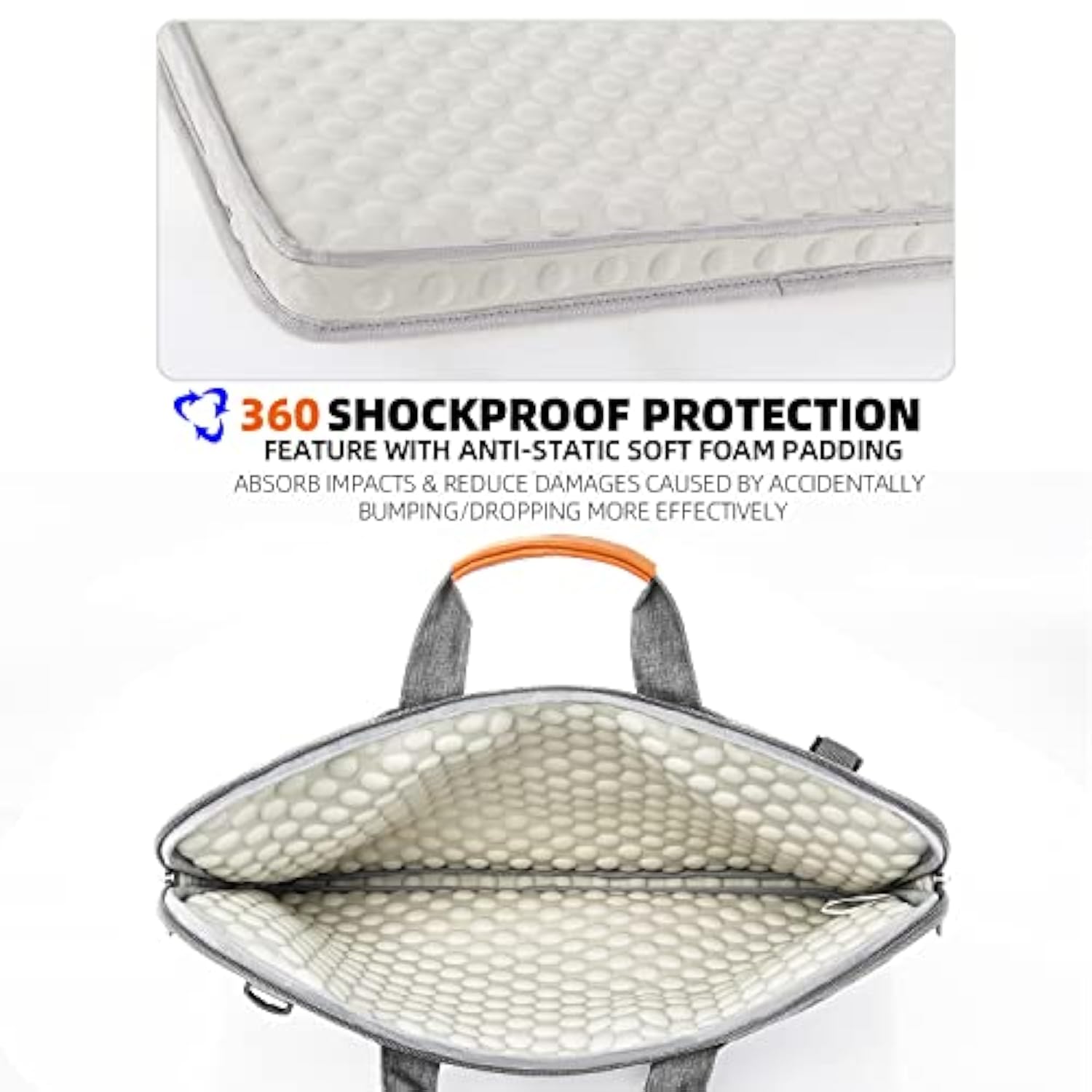 KINGSLONG 15.6 inch Laptop Shoulder Bag, Slim Shockproof Computer Sleeve Notebook Ultrabooks Carrying Case Handbag Cover Fit for Acer Asus Dell Lenovo HP Toshiba, Gray