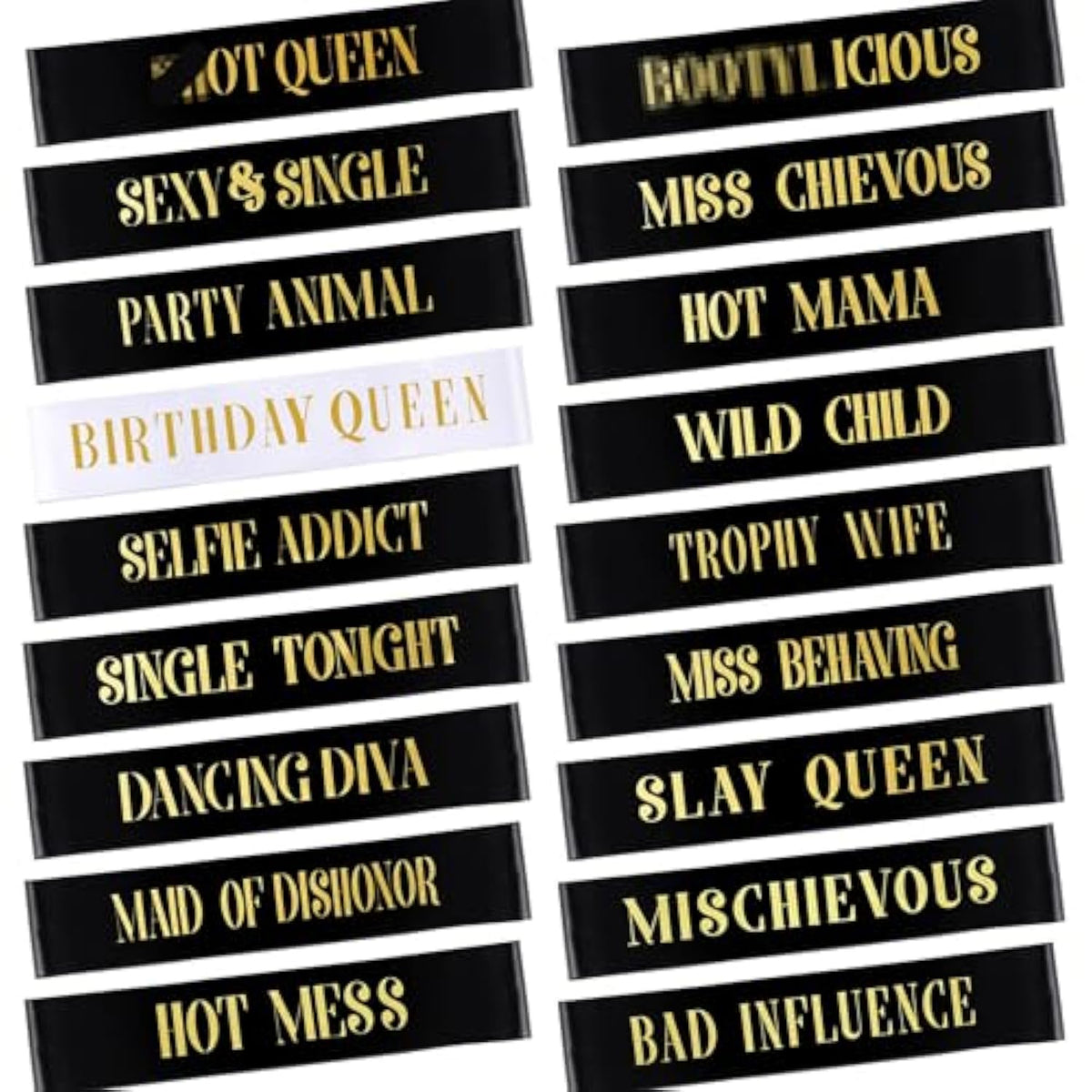 18 Pcs Birthday Queen Sashes Set For Women Black White Gold Happy Birthday Sash For Queen Party Favors
