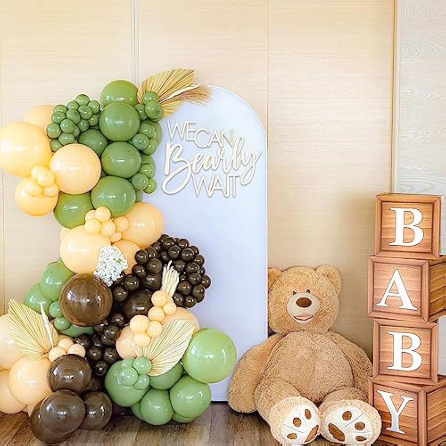 We Can Bearly Wait Sign - Teddy Bear Baby Shower & Gender Reveal Backdrop Banner