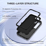 For Samsung Galaxy S25 Case Heavy Duty Protective Shockproof Dropproof 3-Layer Full Body Protection [Without Screen Protector] Tough Rugged Case For Galaxy S25,Black