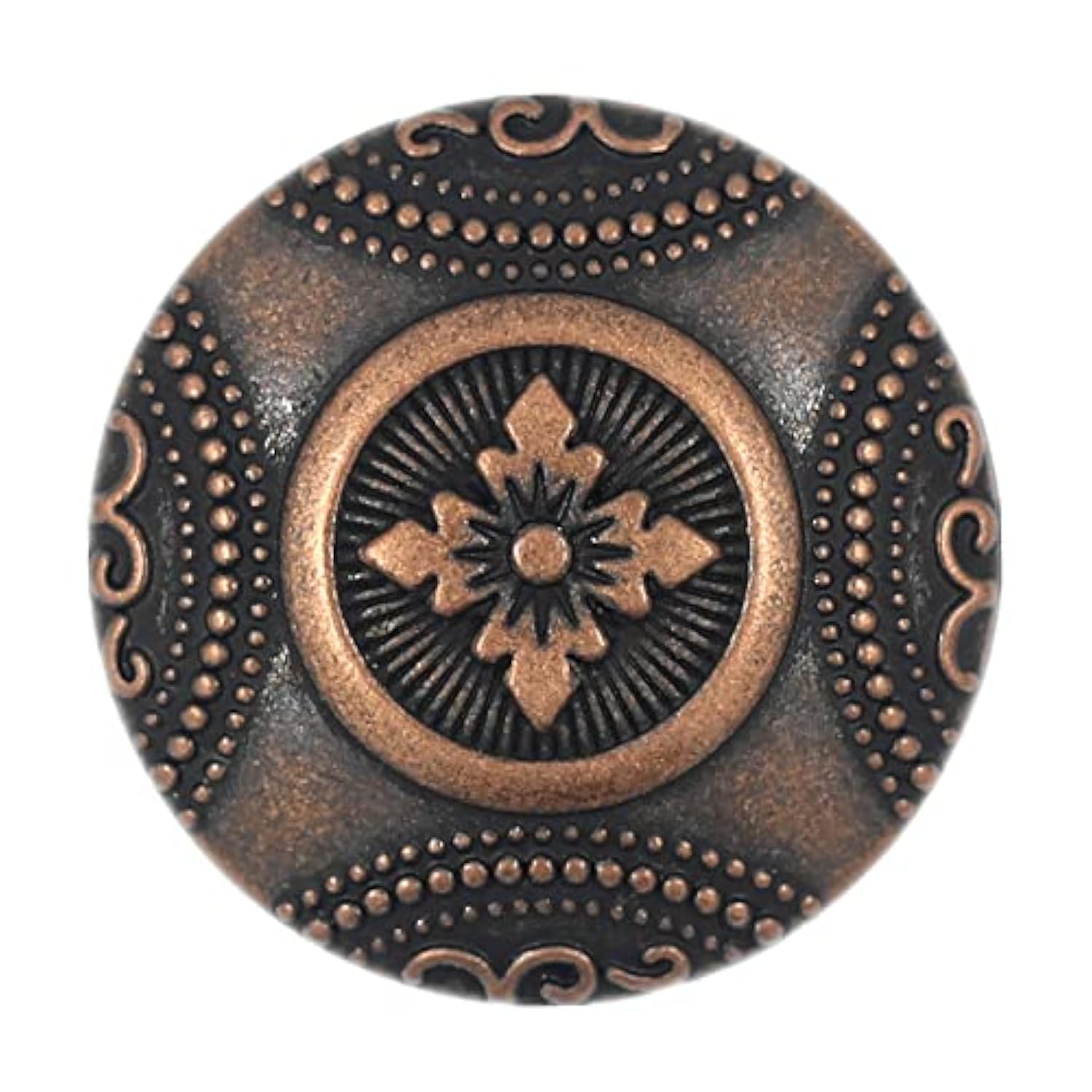 12 Pieces Rosette Pattern Metal Shank Buttons. 23Mm (7/8 Inch) (Antiqu