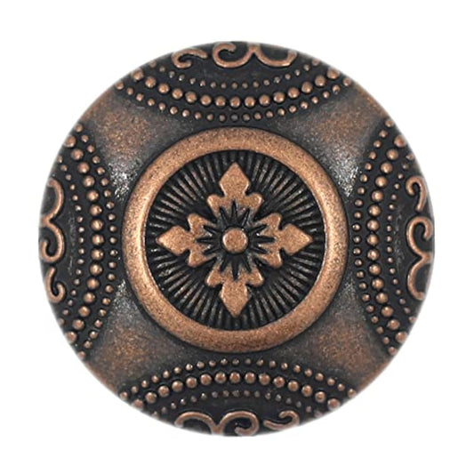 12 Pieces Rosette Pattern Metal Shank Buttons. 23Mm (7/8 Inch) (Antiqu