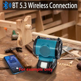 Portable Bluetooth Speaker Compatible with Makita 18V(Battery NOT Included) Wireless BT5.3 and USB Audio Source, TWS Pairing, Multicolored Lights,