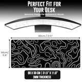 Gaming Mouse Pad Large, Black Topographic Mouse Pad, Large Mousepad Extended Office Desk Mat For Keyboard And Mouse, Stitched Edges | Non-Slip Base 31.5X11.8 Inch (Black)