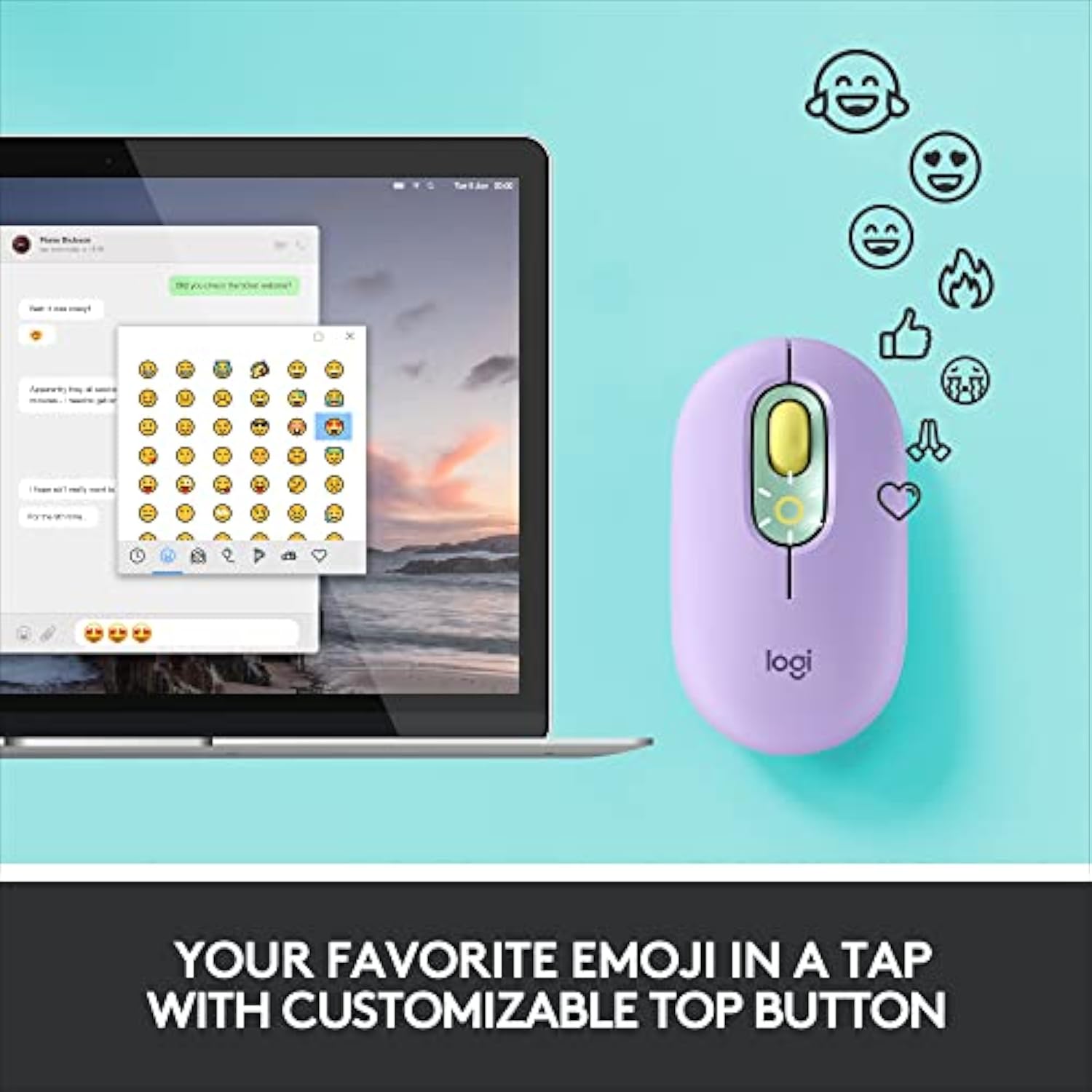 Logitech Pop Mouse, Wireless Mouse With Customizable Emojis, Silenttouch Technology, Precision/Speed Scroll, Compact Design, Bluetooth, Multi-Device, Os Compatible - Daydream Mint (Renewed)
