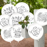 12Pcs White Funeral Memorial Balloons,Remembrance To Release In Sky For Happy Heavenly Birthday Anniversary Death In Memory Of Life Latex Balloon Funeral Party Decorations Supplies Favors Personalized