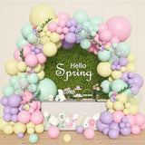153Pcs Pastel Balloons Garland Arch Kit, Different Sizes 18 12 10 5Inch Pastel Pink Yellow Green Purple Confetti Balloons For Spring Baby Shower Wedding Wildflower Birthday Party Decorations