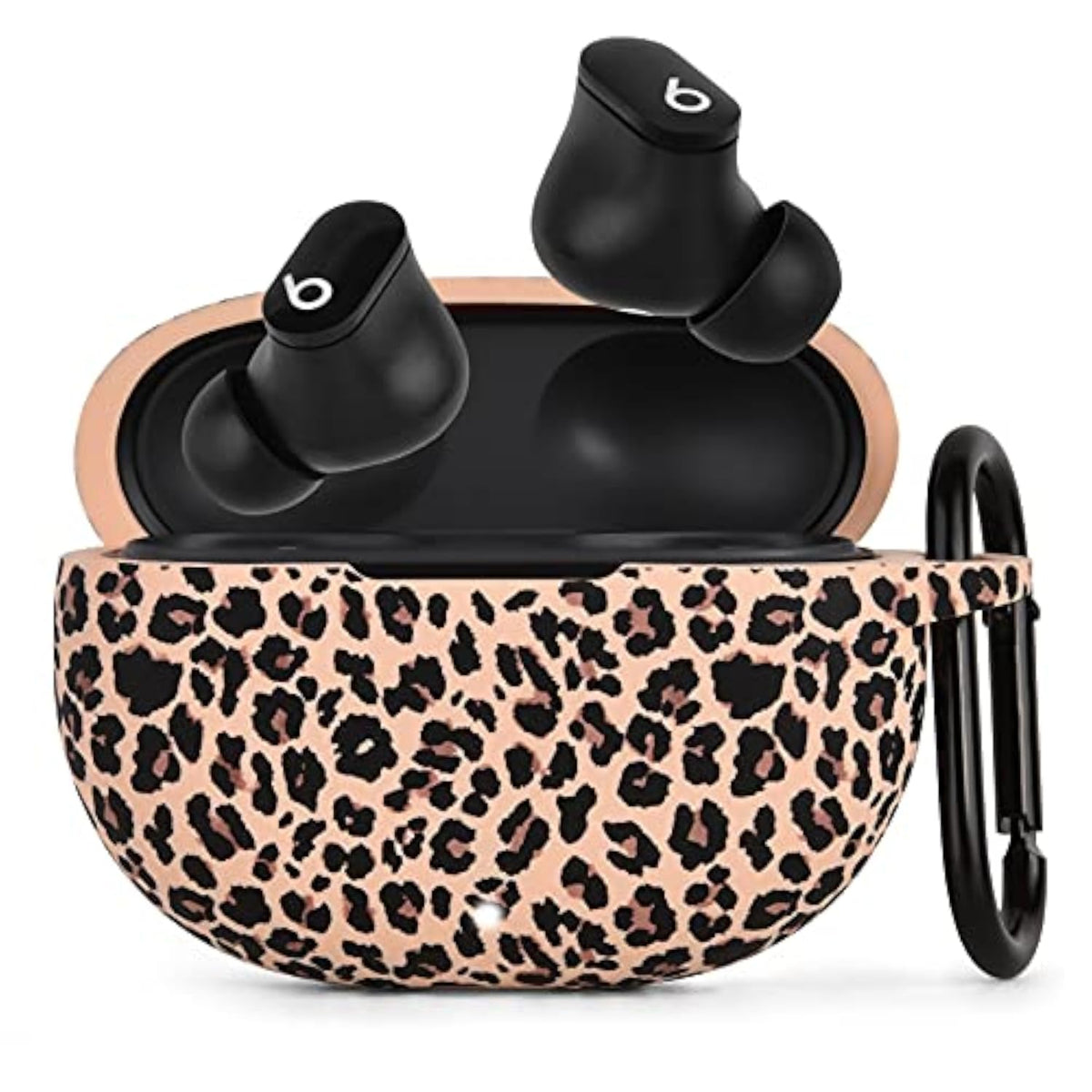 Beats Studio Buds/Beats Studio Buds Plus Silicone Case Cover with Keychain - Khaki/Leopard Floral Print