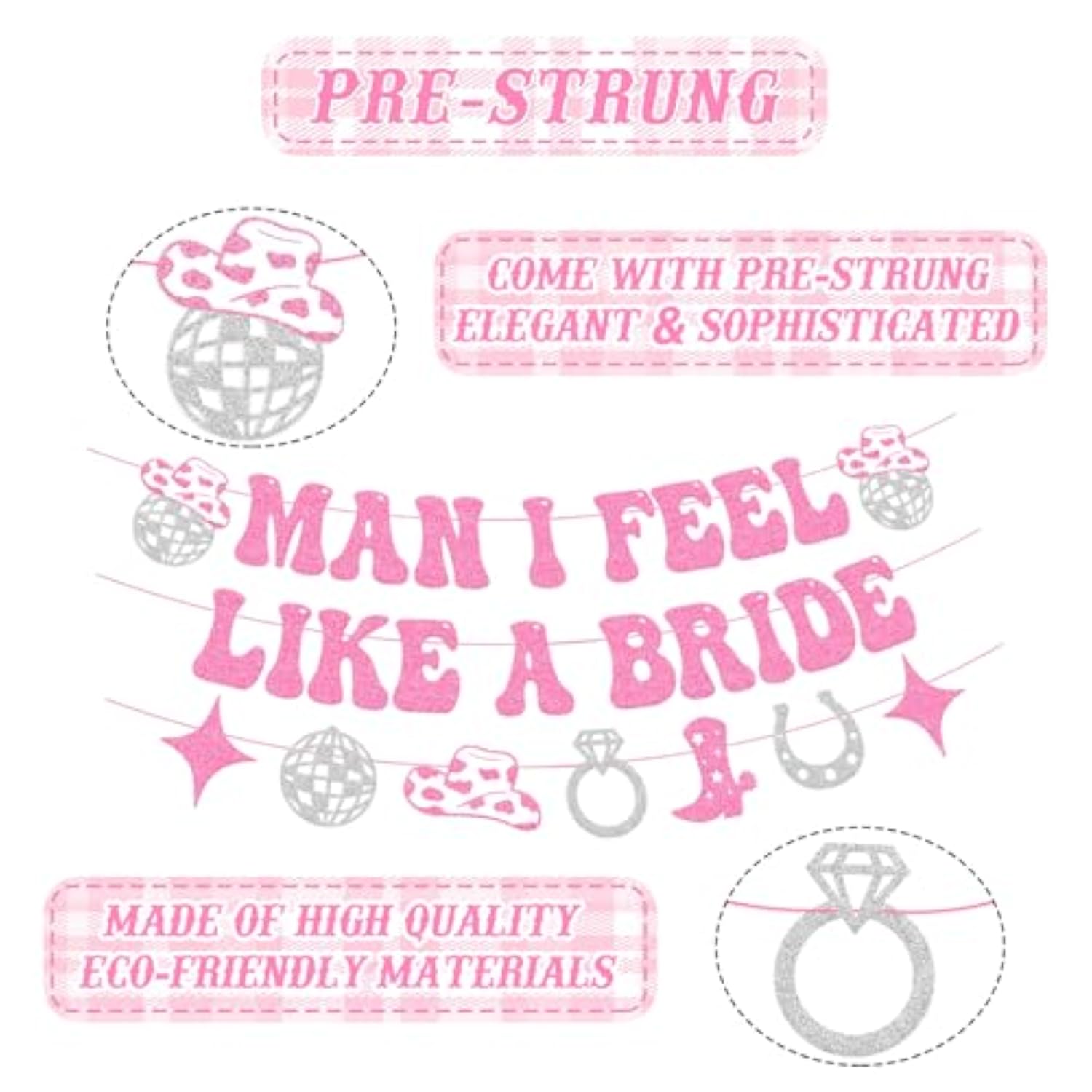 Man I Feel Like A Bride Banner Last Rodeo Bachelorette Party Decorations For Western Cowgirl Bridal Shower Wedding Party Supplies