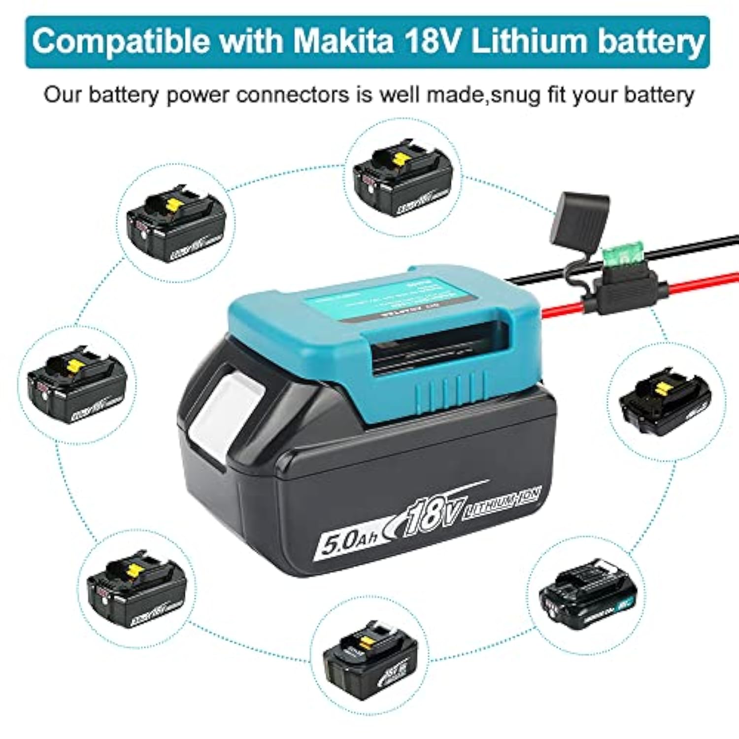 2 Pack Power Wheel Adapter With Fuse & Switch, Battery Adapter For Makita 18V Lithium Battery,Power Convertor For Dly Ride On Truck,Rc Toys,Robotics And Work Lights (Blue)