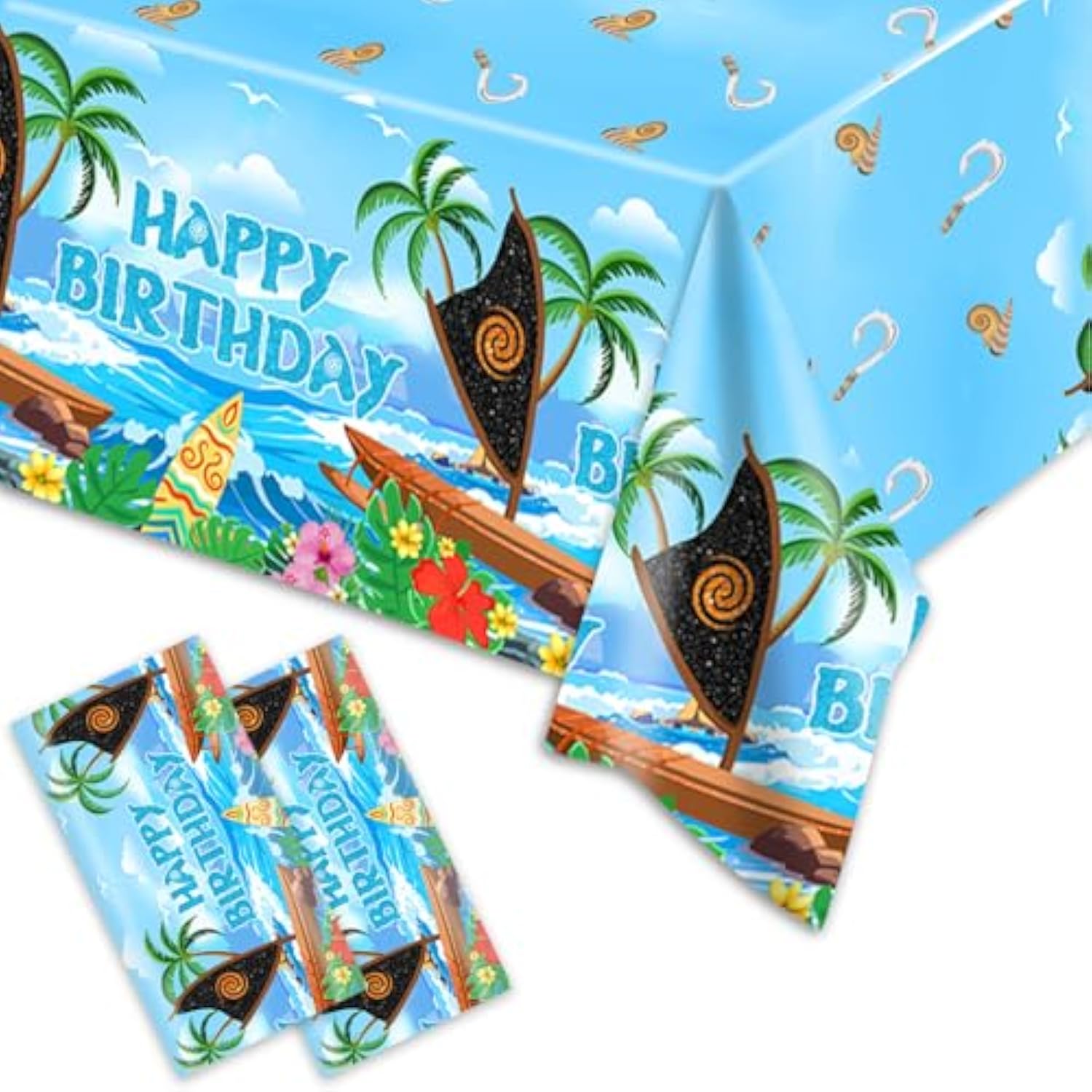 2Pcs Ocean Birthday Party Tablecloch Tableware Supplies For Ocean Baby Shower Birthday Party Decorations