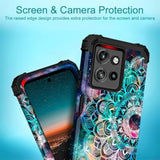 For Moto G 2025 Case, Shockproof Heavy Duty Protection Soft Silicone Rubber Bumper+Hard Plastic Hybrid Protective Phone Case For Women & Girls - Mandala In Galaxy