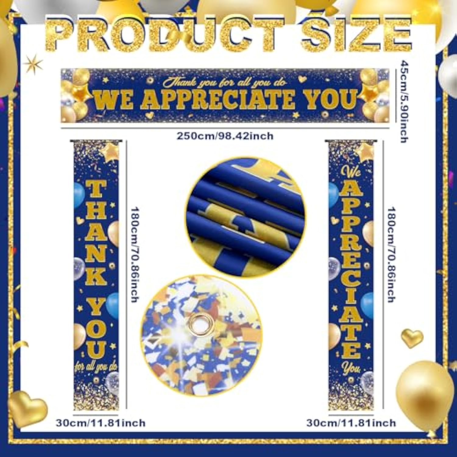 3 Pcs Customer Service Week Decorations Thank You Vet Tech Week Pastor Appreciation Party Banner Ma Pa Photo Backdrop We Appreciate You For Hard Work Party Supply(Classic)