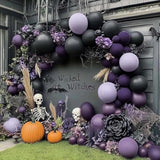 Black Purple Balloon Arch Kit Double Stuffed Garland for Halloween Birthday Party Decorations