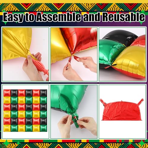 50 Pcs Kwanzaa Decorations 19'' Double Sided Square Foil Balloons