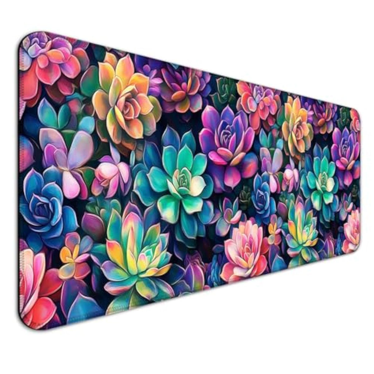 Colourful Succulent Plants Gaming Desk Mat, Extended Large Nature Aesthetic Mouse Pad, Computer Keyboard Laptop Mousepad For Work, Office And Home, Xl