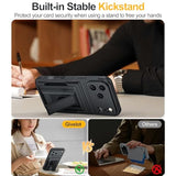 For Iphone 17 Pro Max Case With Card Holder?4-5 Cards?[Rfid Blocking][9H Screen Protector ][Full Camera Protection][Hidden Kickstand]Rugged Heavy Duty Wallet Case For Iphone 17 Pro Max (Black)