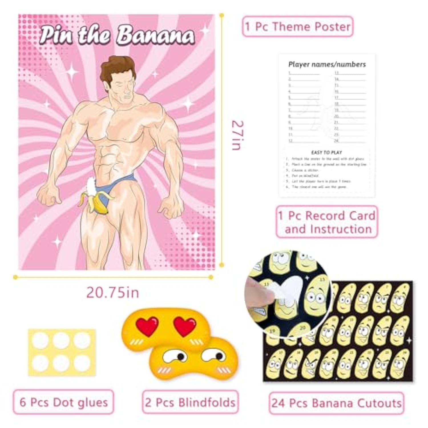 Bachelorette Party Games Pin The Banana On The Hunk Bridal Shower Games For 24 Guests
