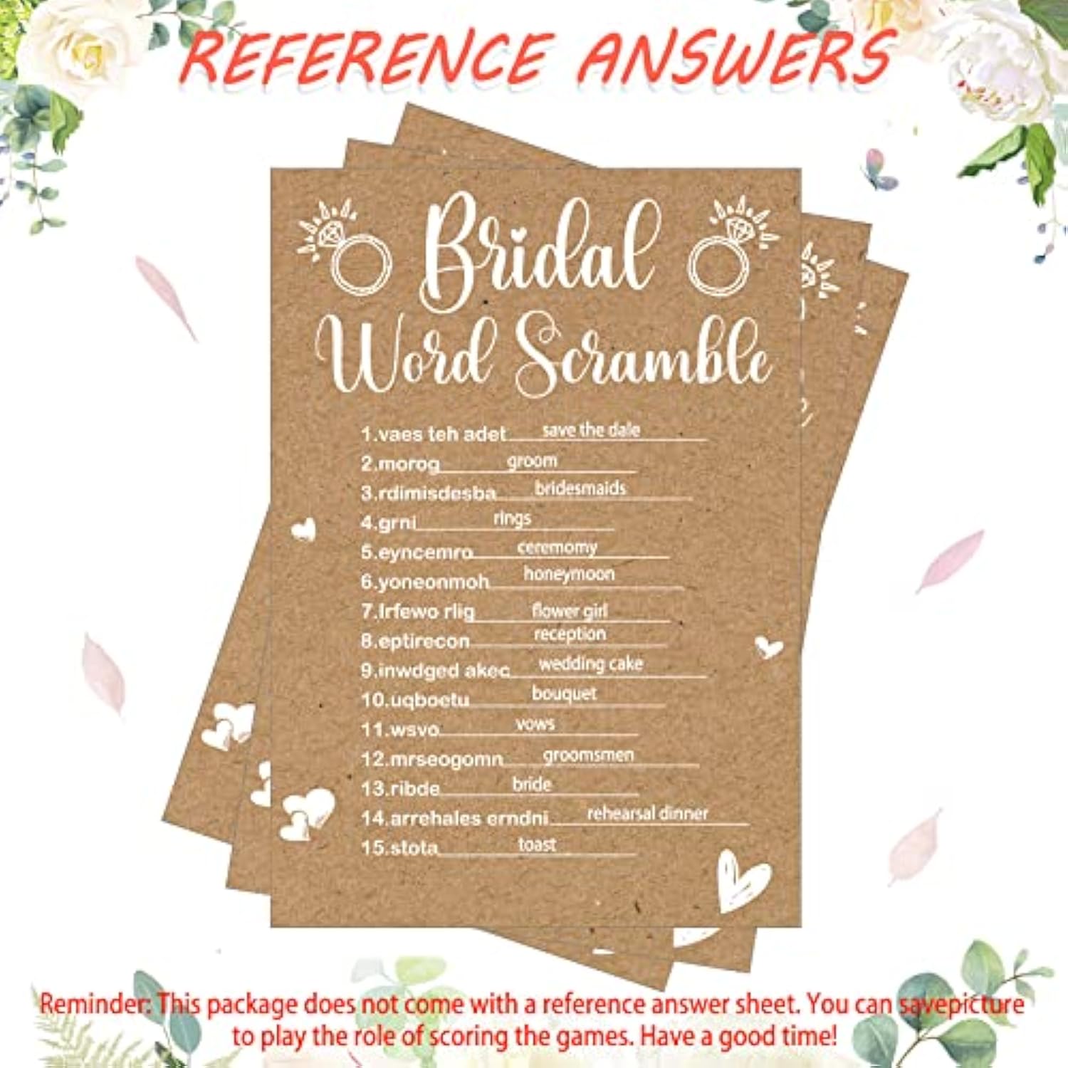 145 Pcs Rustic Kraft Bridal Shower Games 5 Fun Wedding Party Games Activities Set Include 125 Wedding Shower Cards 20 Pencils Bride Groom Bachelorette Party Favor Supplies, For 25 Guests
