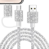 Usb C Cable For Iphone Charging Cord [Mfi Certified] 2 In 1 Multi Fast Charging Cable Usb A To Usb C/Phone Bling Sparkling Diamond Cable For Women 4Ft For Iphone 16, Galaxy S25-Silver