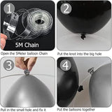 119pcs Black & Silver Balloon Garland Kit – For Graduation, Birthday, or Engagement Parties