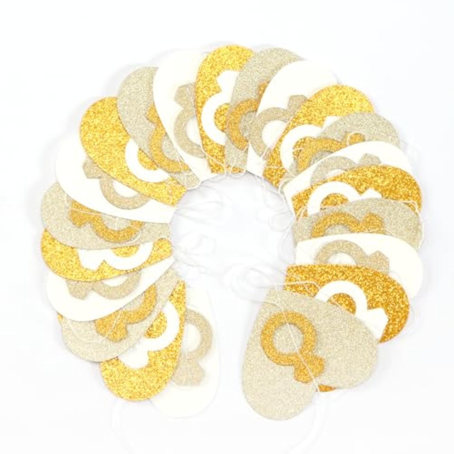 Engagement Bachelorette Party-Decorations White-Gold Garland - 52Ft Heart Ring Wedding Paper Streamers Banner, Galentines. Proposal Decor