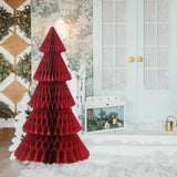 3 ft x 20 in Christmas Tree, 3D Honeycomb Paper Tree, Red