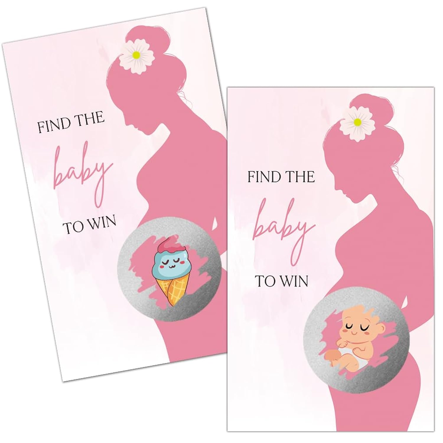 50 Pack Baby Shower Theme Scratch Off Game, Ice Cream Scratch Card For Baby Shower Birthday Lottery Games, Pregnancy Announcement, Activity And Idea