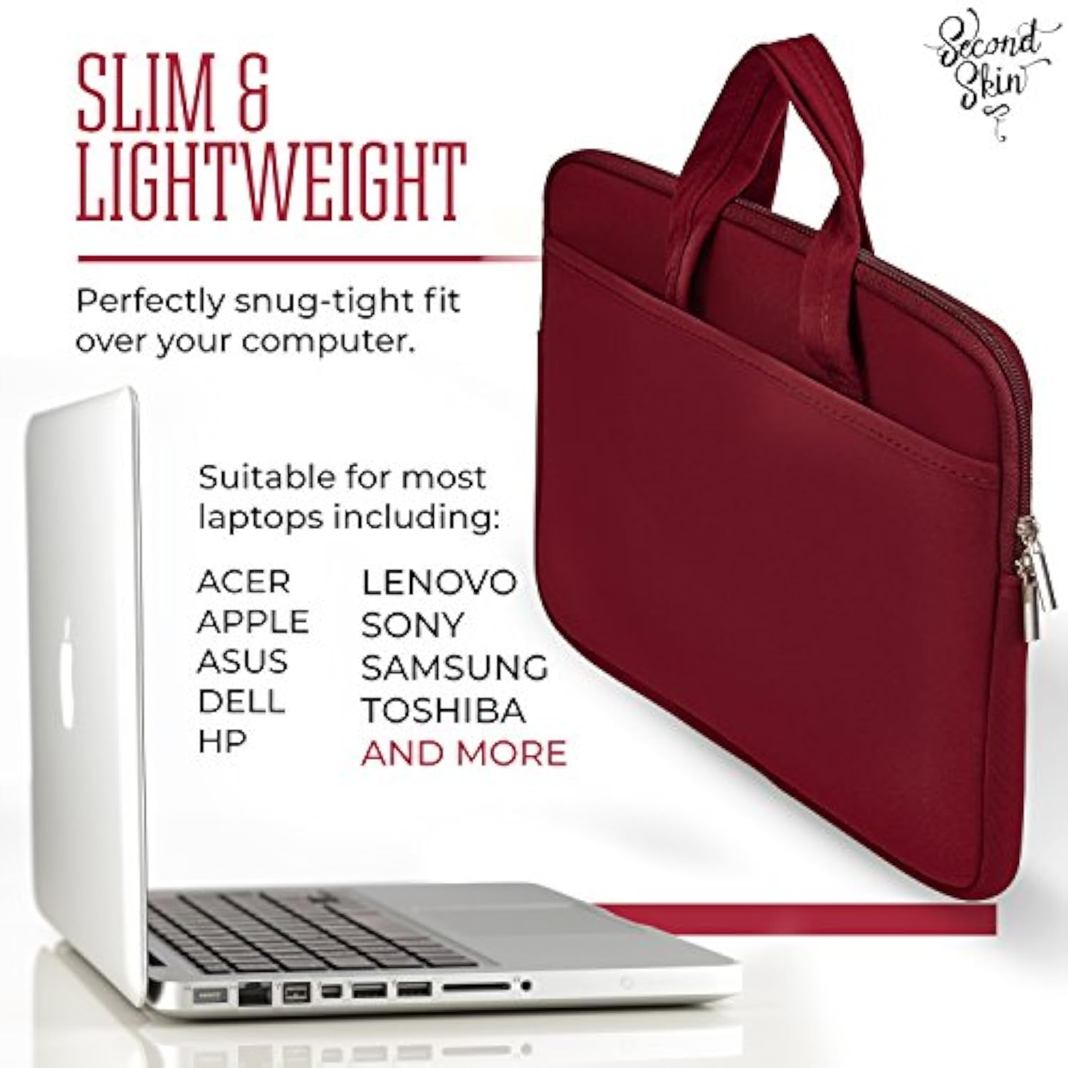 | MacBook Sleeve Laptop case | 13.3" Waterproof Laptop Bag, Protective Drop-Proof Case for Macbooks, Notebooks, or Ultrabooks, Slim with Carrying Handles & Extra Storage Pockets.