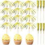200 Gold Cupcake Toppers Firework Picks for New Year Party Table Decorations
