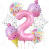 Pink Ice Cream Number 2 Balloon Ice Cream Theme Party Decor