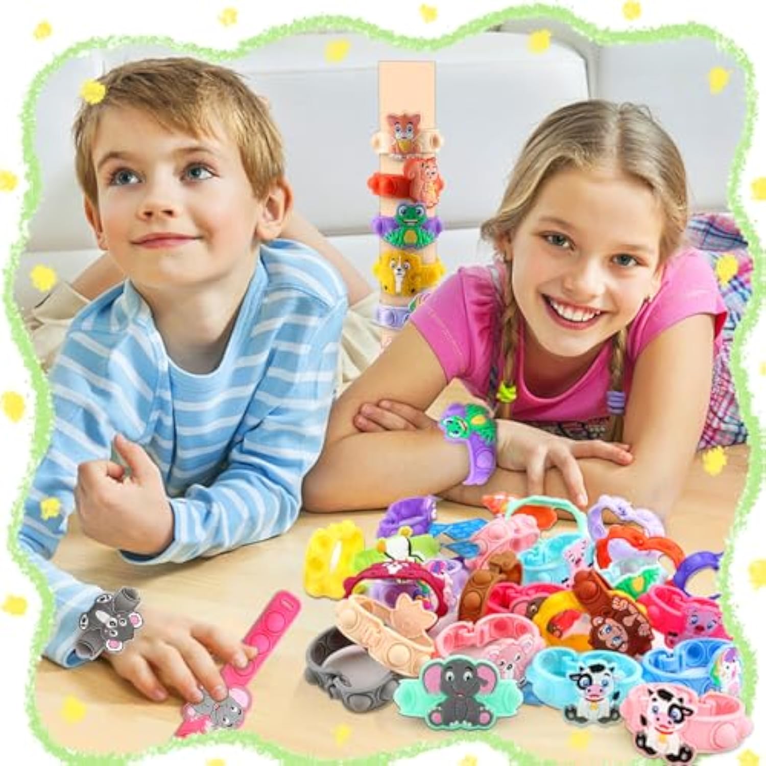 Party Favors For Kids Pop Bracelets 24 Pack Animal Fidget Bracelets,Birthday Gifts,Goodie Bag Stuffers,Carnival Prizes,Classroom Prizes