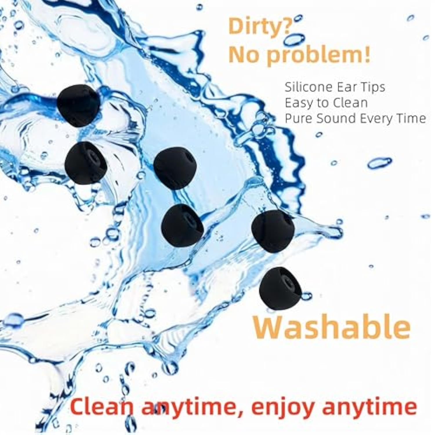 3 Pairs Premium Ear Tips For Powerbeats Pro Earbuds In Ear Tips, Silicone Washable Noise Reducing Secure Fit For Beats Powerbeats Pro, Fit In Case, Buds Tips Black, Large