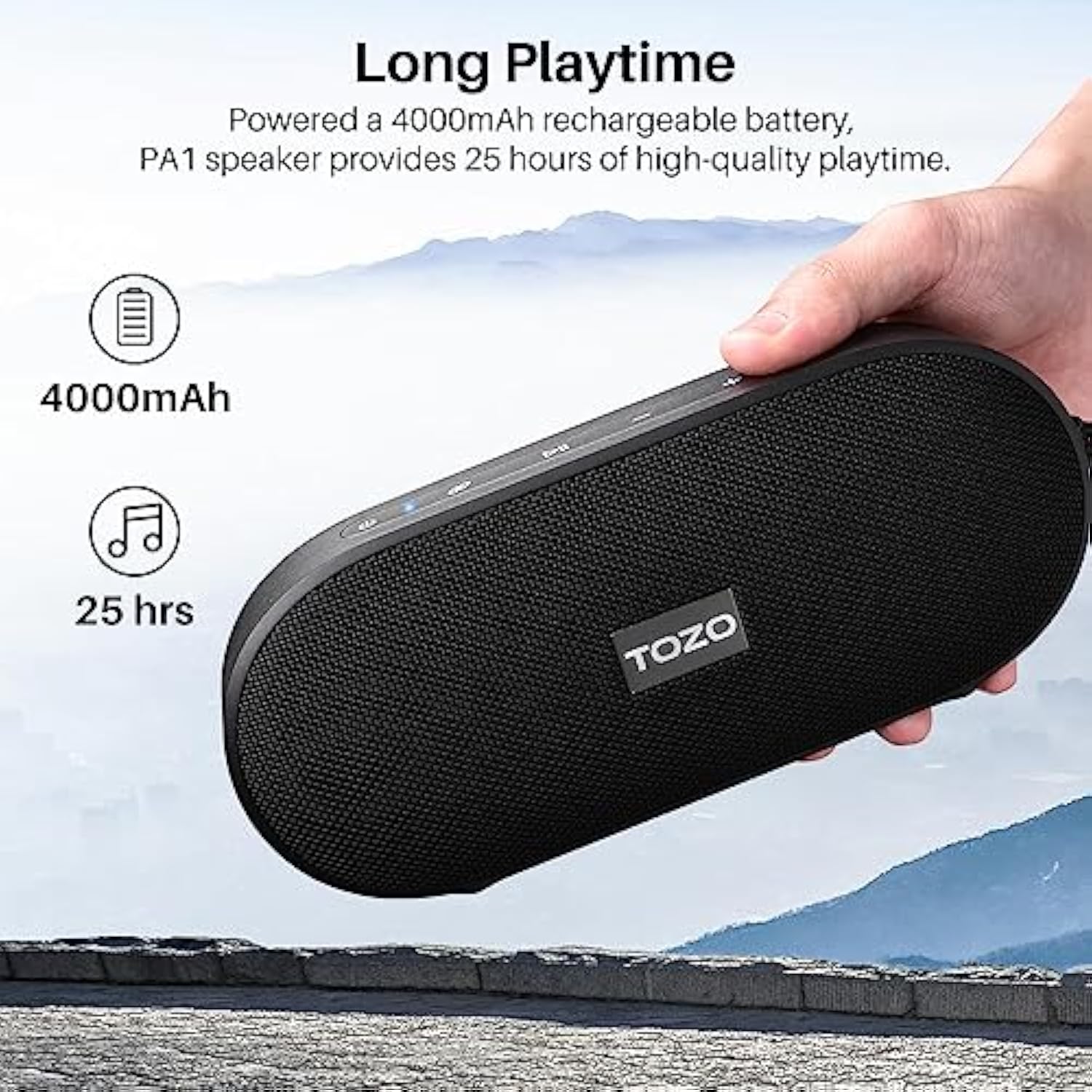 Pa1 Bluetooth Speaker With 20W Stereo Sound, 25H Playtime, Ipx7 Waterproof Portable Wireless Speaker With Eq Mode App Control, Dual Pairing For Home, Outdoor Travel, Black