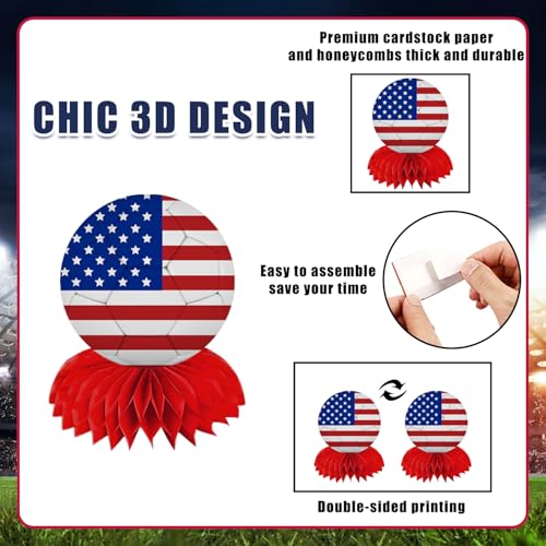 World Soccer Decorations 12PCS International Flag Honeycomb Centerpieces Double Sided, Soccer Themed Table Decorations Supplies for 2026 Football Game Day, Sports Themed Party, Fan Birthday