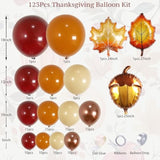 123PCS Fall Balloon Arch Kit with Burgundy Orange Nude Rose Gold Balloons for Thanksgiving