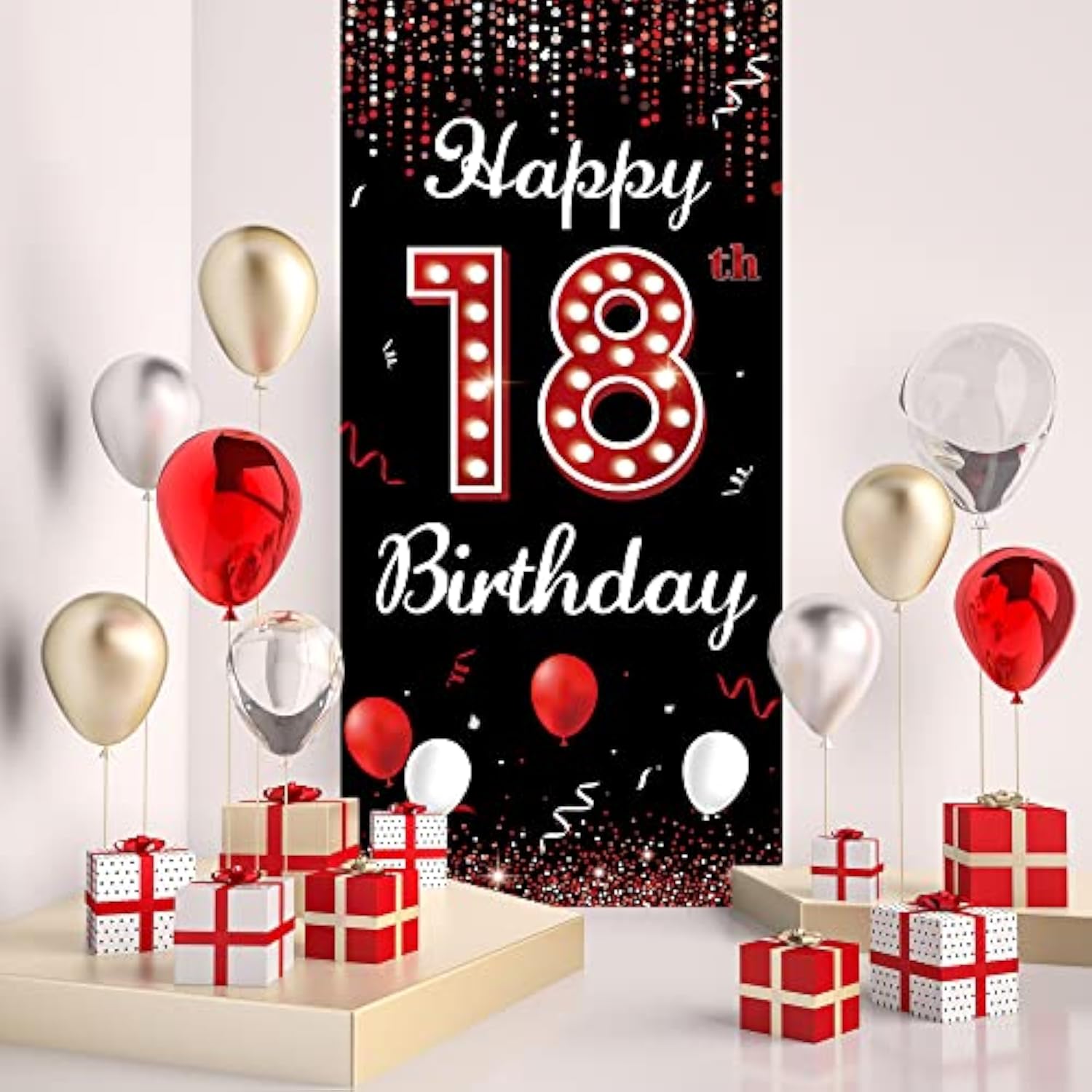 18Th Birthday Door Banner Backdrop, Happy 18Th Birthday Decorations Fo