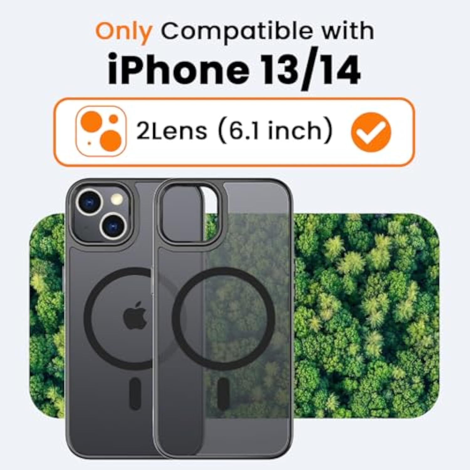 For Iphone 13 Case,Iphone 14 Case With Screen Protector, [Compatible With Magsafe] Ultra Slim Translucent Matte Shockproof Protection Phone Cover-Black