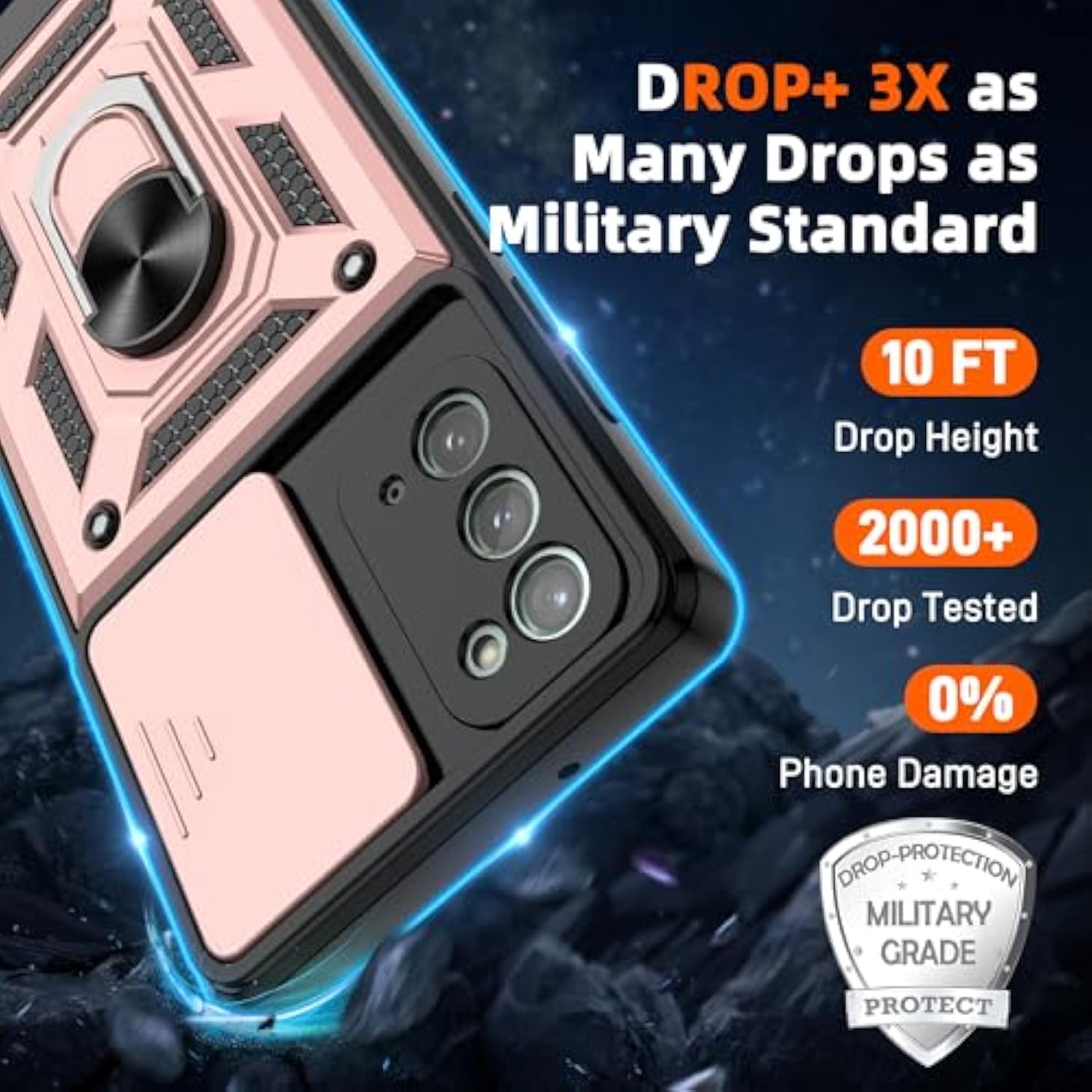 For Samsung Galaxy Note 20 5G Case With (2 Pcs) Hd Screen Protector, Heavy Duty Shockproof With 360° Rotation Kickstand [Military Grade] Protective Case For Note 20, Rose Gold