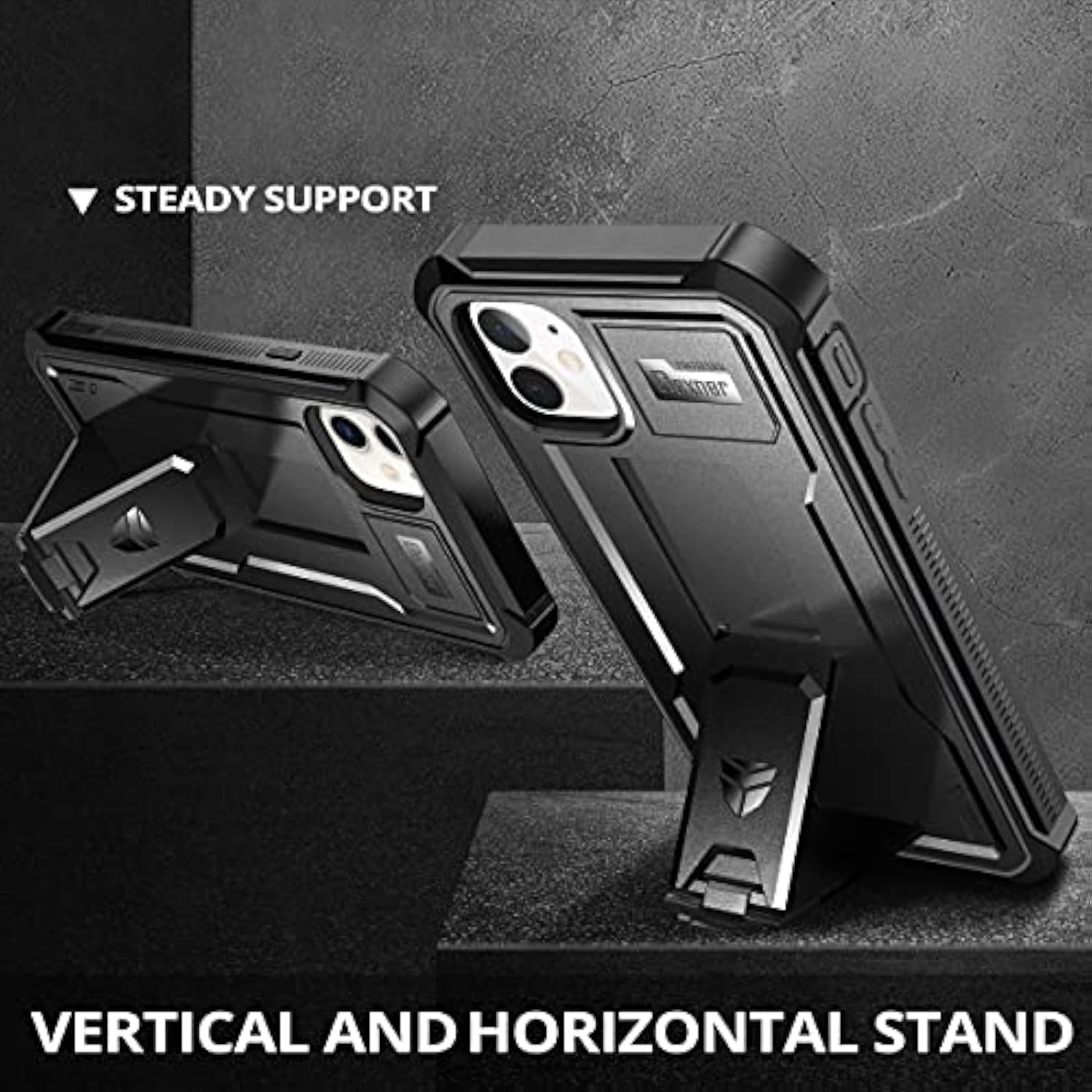 For Iphone 11 Case, [Built In Screen Protector And Kickstand] Heavy Duty Grade Protection Shockproof Protective Cover For Iphone 11, 6.1 Inch Dark Black