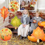 24pcs Fall Balloons Maple Leaf Pumpkin Acorn Squirrel Thanksgiving Foil Party Decor